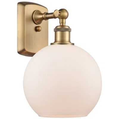 Innovations Lighting Ballston Athens 8" Incandescent Sconce- Brass Finish - Matte White Sha