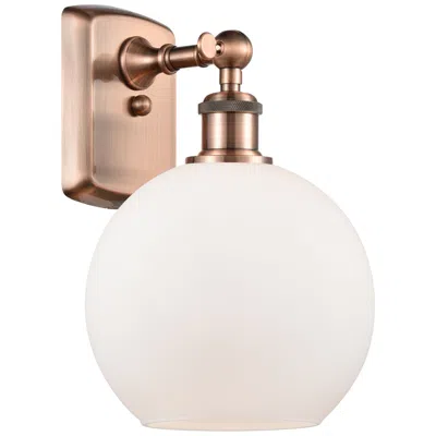 Innovations Lighting Ballston Athens 8" Incandescent Sconce- Copper Finish - Matte White Sh