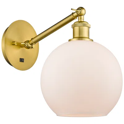 Innovations Lighting Ballston Athens 8" Incandescent Sconce - Gold Finish - Matte White Sha