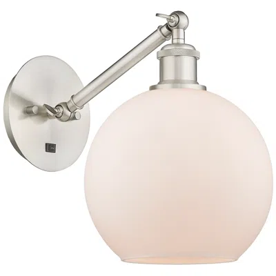 Innovations Lighting Ballston Athens 8" Incandescent Sconce - Nickel Finish - Matte White S
