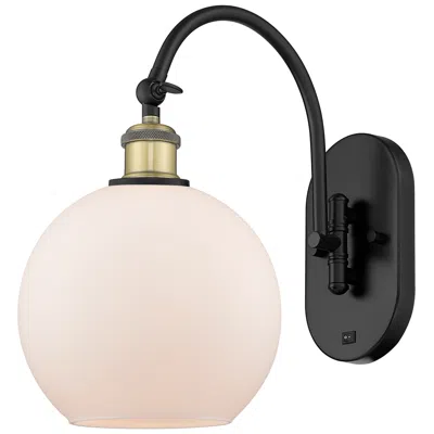 Innovations Lighting Ballston Athens 8" Led Sconce - Black Brass Finish - White Shade