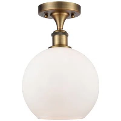 Innovations Lighting Ballston Athens  8" Led Semi-flush Mount - Brushed Brass - Matte White
