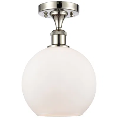 Innovations Lighting Ballston Athens  8" Led Semi-flush Mount - Polished Nickel - Matte Whi