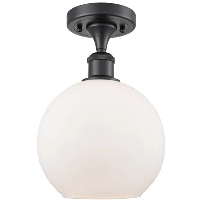 Innovations Lighting Ballston Athens  8" Semi-flush Mount - Matte Black - Matte White Shade
