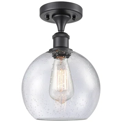 Innovations Lighting Ballston Athens  8" Semi-flush Mount - Matte Black - Seedy Shade