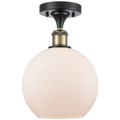 Innovations Lighting Ballston Athens 8" Wide Black With White Glass Ceiling Light