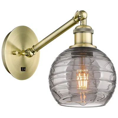 Innovations Lighting Ballston Athens 8.13"h Antique Brass Adjustable Sconce W/ Smoke Swirl