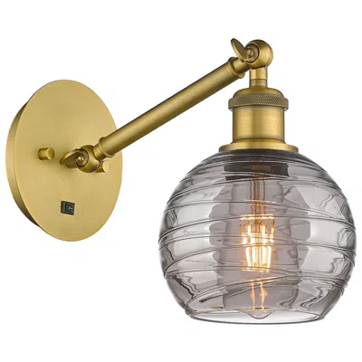 Innovations Lighting Ballston Athens 8.13"h Brushed Brass Adjustable Sconce W/ Smoke Swirl