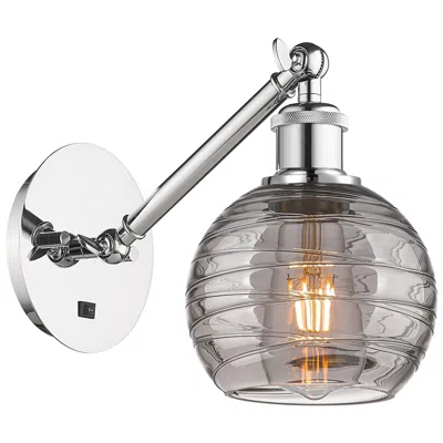 Innovations Lighting Ballston Athens 8.13"h Chrome Adjustable Sconce W/ Smoke Swirl Shade
