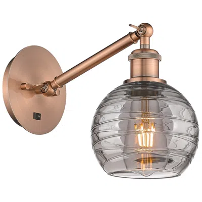 Innovations Lighting Ballston Athens 8.13"h Copper Adjustable Sconce W/ Smoke Swirl Shade