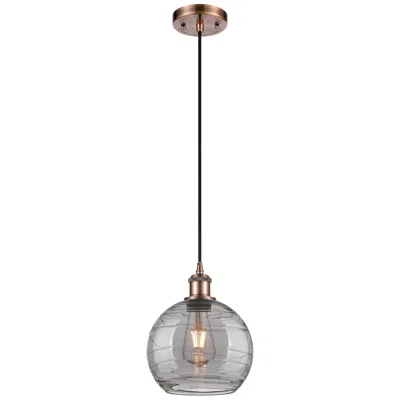 Innovations Lighting Ballston Athens 8"w Antique Copper Corded Mini Pendant W/ Smoke Swirl