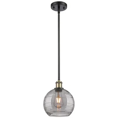 Innovations Lighting Ballston Athens 8"w Black Brass Stemmed Mini Pendant W/ Smoke Swirl Sh