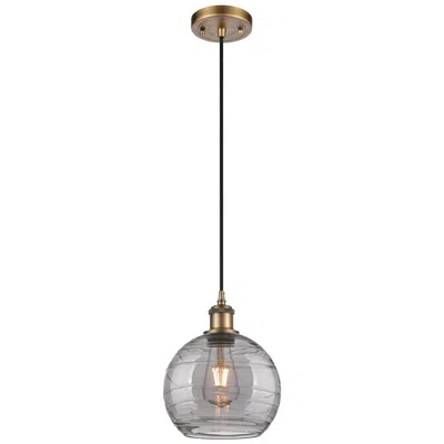 Innovations Lighting Ballston Athens 8"w Brushed Brass Corded Mini Pendant W/ Smoke Swirl S