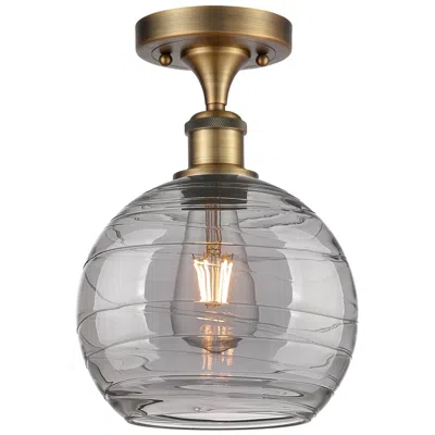 Innovations Lighting Ballston Athens 8"w Brushed Brass Semi-flush Mount W/ Smoke Swirl Shad