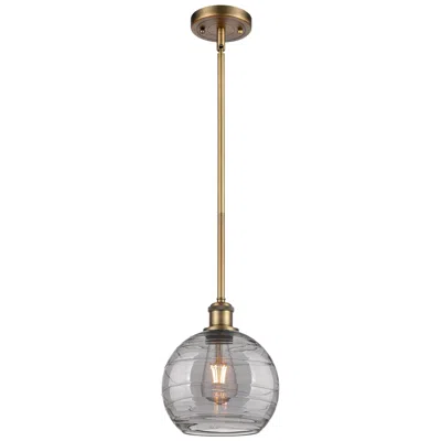 Innovations Lighting Ballston Athens 8"w Brushed Brass Stemmed Mini Pendant W/ Smoke Swirl