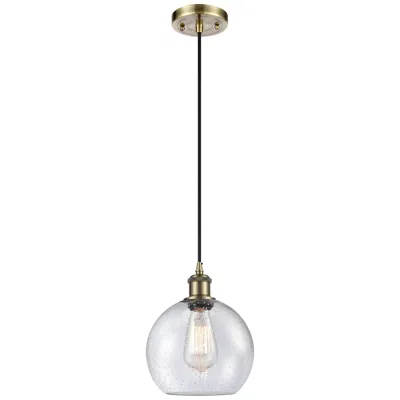 Innovations Lighting Ballston Athens 8"w Cord Hung Antique Brass Mini Pendant W/ Seedy Shad