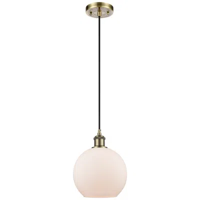 Innovations Lighting Ballston Athens 8"w Cord Hung Antique Brass Mini Pendant W/ White Shad
