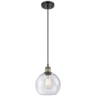 Innovations Lighting Ballston Athens 8"w Cord Hung Black Brass Mini Pendant W/ Seedy Shade