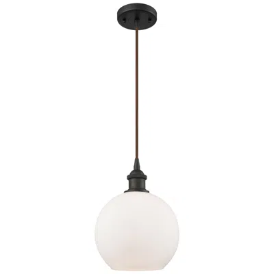 Innovations Lighting Ballston Athens 8"w Cord Hung Bronze Mini Pendant W/ White Shade