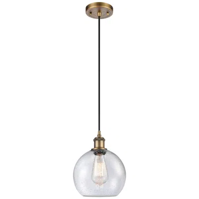 Innovations Lighting Ballston Athens 8"w Cord Hung Brushed Brass Mini Pendant W/ Seedy Shad