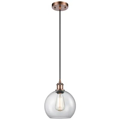 Innovations Lighting Ballston Athens 8"w Cord Hung Copper Mini Pendant W/ Clear Shade