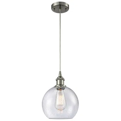Innovations Lighting Ballston Athens 8"w Cord Hung Satin Nickel Mini Pendant W/ Seedy Shade