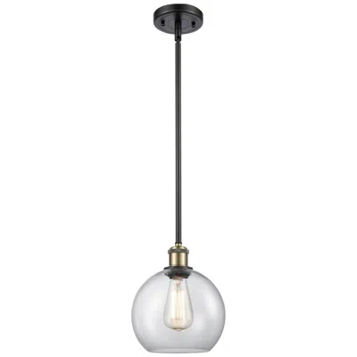 Innovations Lighting Ballston Athens 8"w Stem Hung Black Brass Mini Pendant W/ Clear Shade