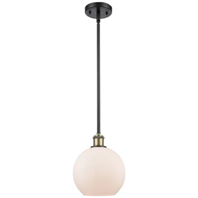 Innovations Lighting Ballston Athens 8"w Stem Hung Black Brass Mini Pendant W/ White Shade