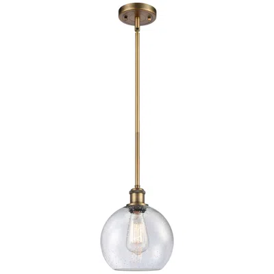 Innovations Lighting Ballston Athens 8"w Stem Hung Brushed Brass Mini Pendant W/ Seedy Shad