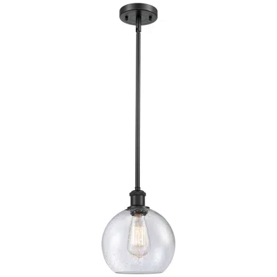 Innovations Lighting Ballston Athens 8"w Stem Hung Matte Black Mini Pendant W/ Seedy Shade