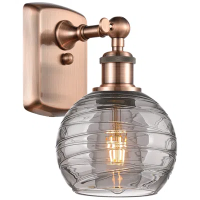 Innovations Lighting Ballston Athens 9.13"h Antique Copper Sconce W/ Smoke Swirl Shade