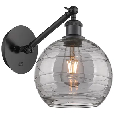 Innovations Lighting Ballston Athens 9.88"h Black Adjustable Sconce W/ Smoke Swirl Shade