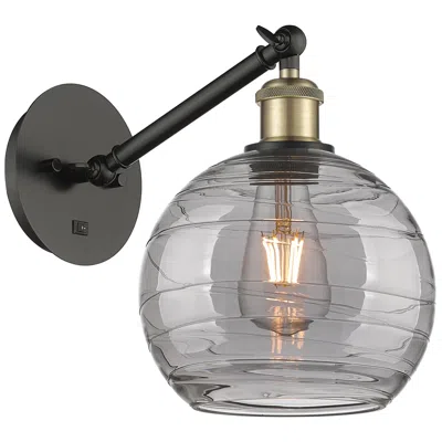 Innovations Lighting Ballston Athens 9.88"h Black Brass Adjustable Sconce W/ Smoke Swirl Sh