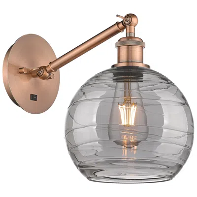 Innovations Lighting Ballston Athens 9.88"h Copper Adjustable Sconce W/ Smoke Swirl Shade