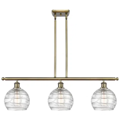 Innovations Lighting Ballston Athens Deco Swirl 8" 3 Light 36" Island Light - Brass -