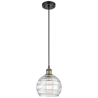 Innovations Lighting Ballston Athens Deco Swirl 8" Led Mini Pendant - Black Brass - Clear