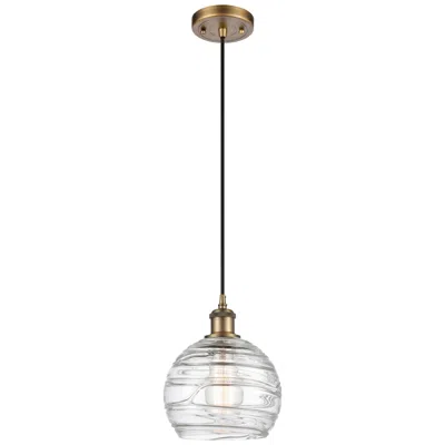 Innovations Lighting Ballston Athens Deco Swirl 8" Led Mini Pendant - Brushed Brass - Clear