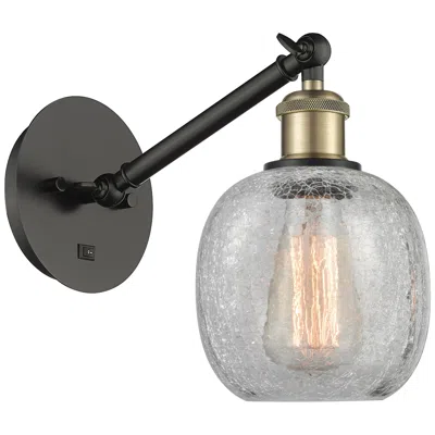 Innovations Lighting Ballston Belfast 6" Incandescent Sconce - Black Brass - Crackle Shade