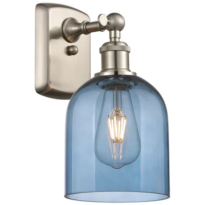 Innovations Lighting Ballston Bella 10.5"h Brushed Satin Nickel Sconce W/ Princess Blue Sha