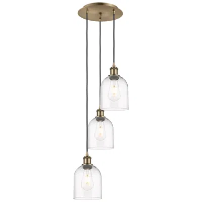 Innovations Lighting Ballston Bella 12"w 3-light Antique Brass Corded Pendant W/ Clear Shad
