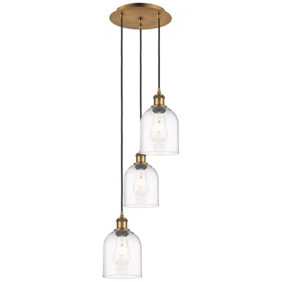 Innovations Lighting Ballston Bella 12"w 3-light Brushed Brass Corded Pendant W/ Clear Shad
