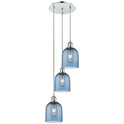 Innovations Lighting Ballston Bella 12"w 3-light Polished Chrome Corded Pendant W/ Blue Sha