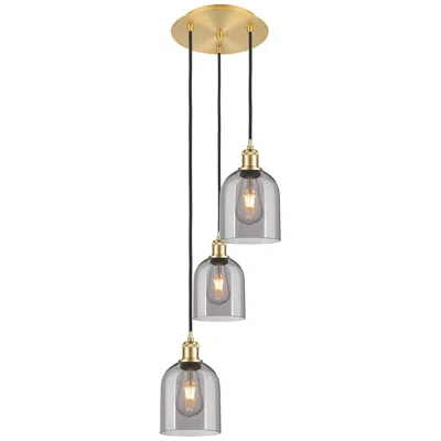 Innovations Lighting Ballston Bella 12"w 3-light Satin Gold Corded Pendant W/ Light Smoke S