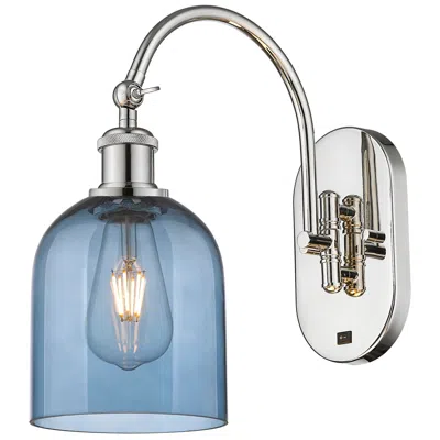 Innovations Lighting Ballston Bella 13"h Polished Nickel Adjustable Sconce W/ Blue Shade