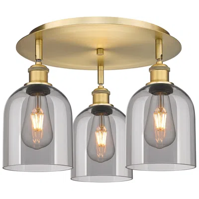 Innovations Lighting Ballston Bella 17.25"w 3-light Brushed Brass Flush Mount W/ Smoke Shad