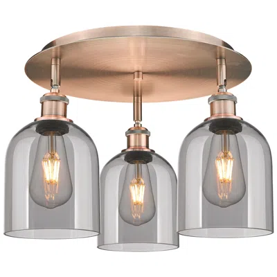 Innovations Lighting Ballston Bella 17.25"w 3-light Copper Flush Mount W/ Light Smoke Shade