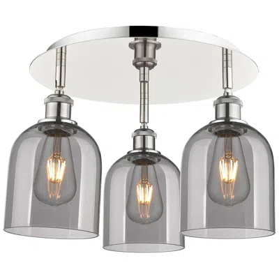 Innovations Lighting Ballston Bella 17.25"w 3-light Polished Nickel Flush Mount W/ Smoke Sh