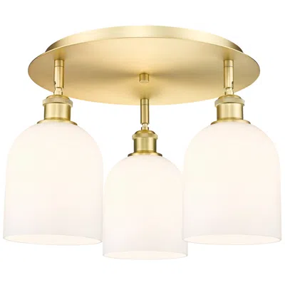 Innovations Lighting Ballston Bella 17.25"w 3-light Satin Gold Flush Mount W/ Gloss White S