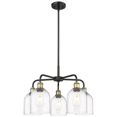 Innovations Lighting Ballston Bella 23.5"w 5-light Black Brass Stem Chandelier W/ Clear Sha
