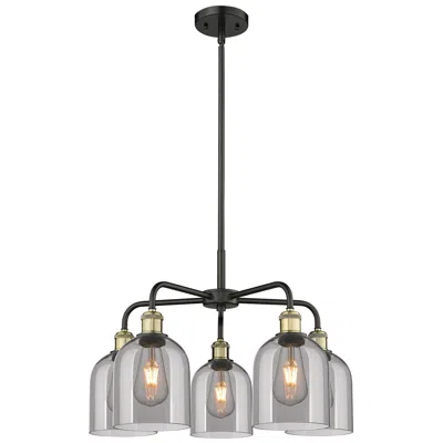 Innovations Lighting Ballston Bella 23.5"w 5-light Black Brass Stem Chandelier W/ Smoke Sha
